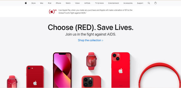 Image of Apple's website.